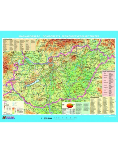 Magyarorszag domborzata, termeszetvedelmi terkepe, hatoldalan Magyarorszag nemzeti parkjai