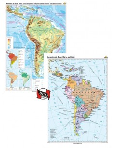 America de sud. Harta fizico-geografica si a principalelor resurse naturale de subsol si America de sud. Harta politica