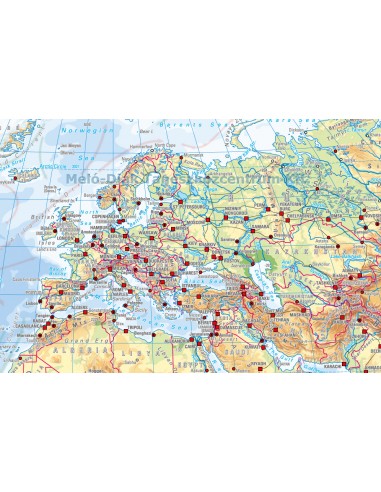 Pamantul - relieful, pe verso harta in contur
