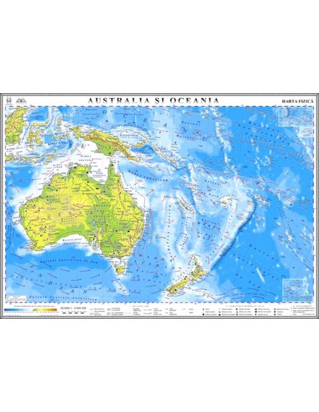 Australia si Oceania. Harta fizica