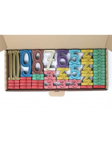 Set Montessori Cifre Color din lemn reciclat - proportionale de la 1 la 10