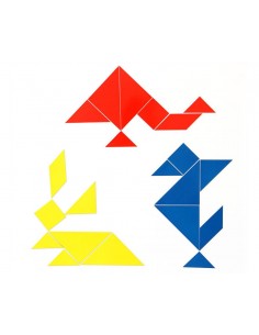Set Tangram 4 culori, 28 piese Magnetice