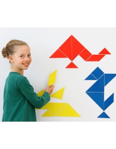 Set Tangram 4 culori, 28 piese Magnetice 2