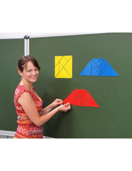Set Tangram 4 culori, 28 piese Magnetice Set Tangram 4 culori, 28 piese Magnetice