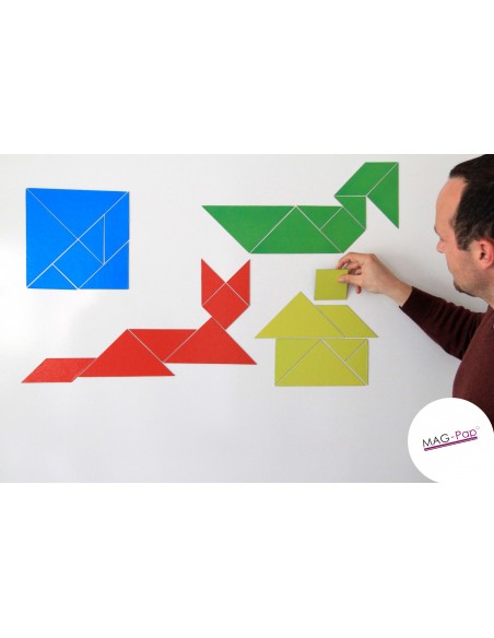 Set Tangram 4 culori, 28 piese Magnetice Set Tangram 4 culori, 28 piese Magnetice
