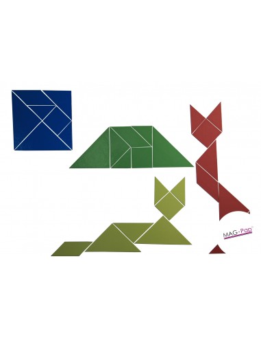 Set Tangram 4 culori, 28 piese Magnetice