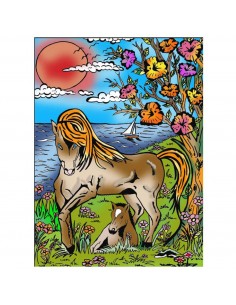 Plansa de colorat catifea - Cai