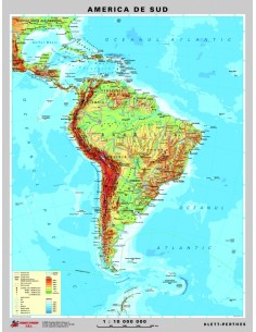 America de Sud - harta fizica - pe verso: harta politica a Americii de Sud 2