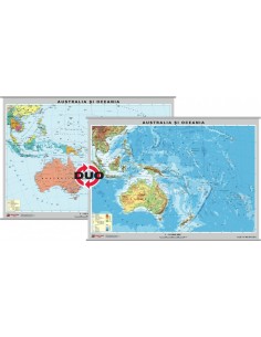 Australia - Noua Zeelanda - harta fizica - pe verso : harta politica a zonei
