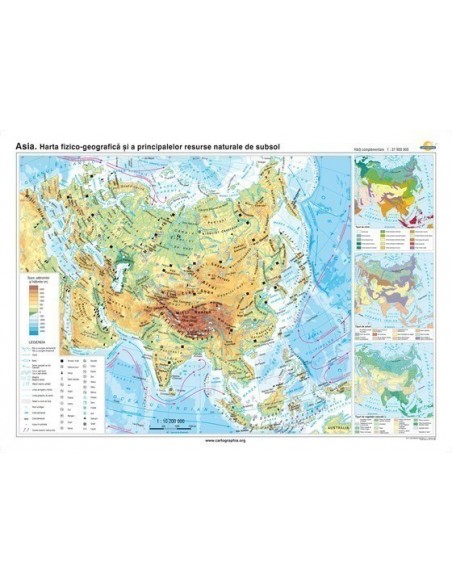 Asia. Harta fizico-geografica si a principalelor resurse naturale de subsol